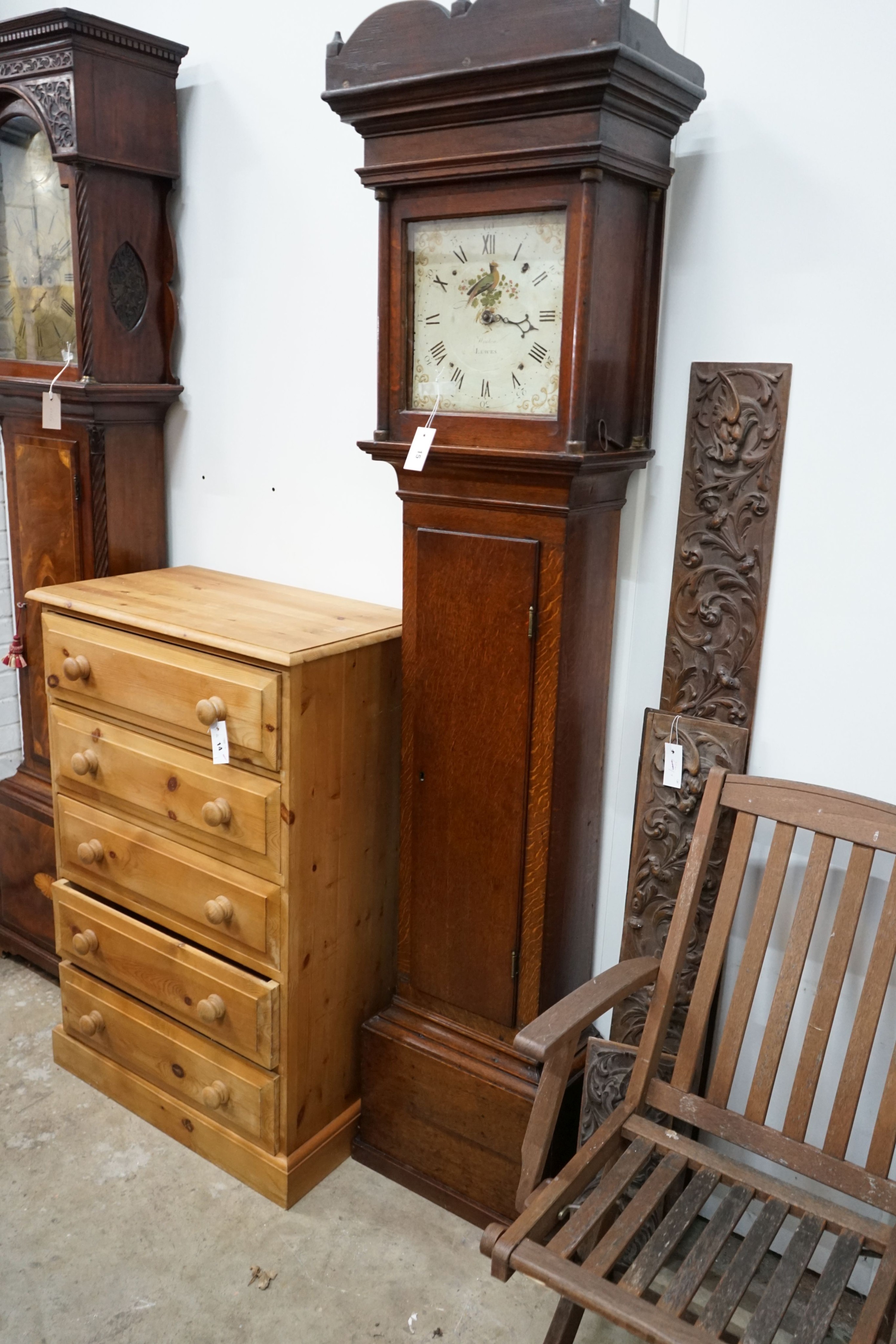 An early 19th century oak 30-hour longcase clock marked Weston, Lewes, height 199cm